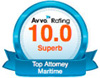 AVVO Rating 10.0 Suberb Top Maritime Attorney