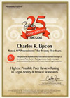 Charles Lipcon Rated AV Preeminent for 25 years